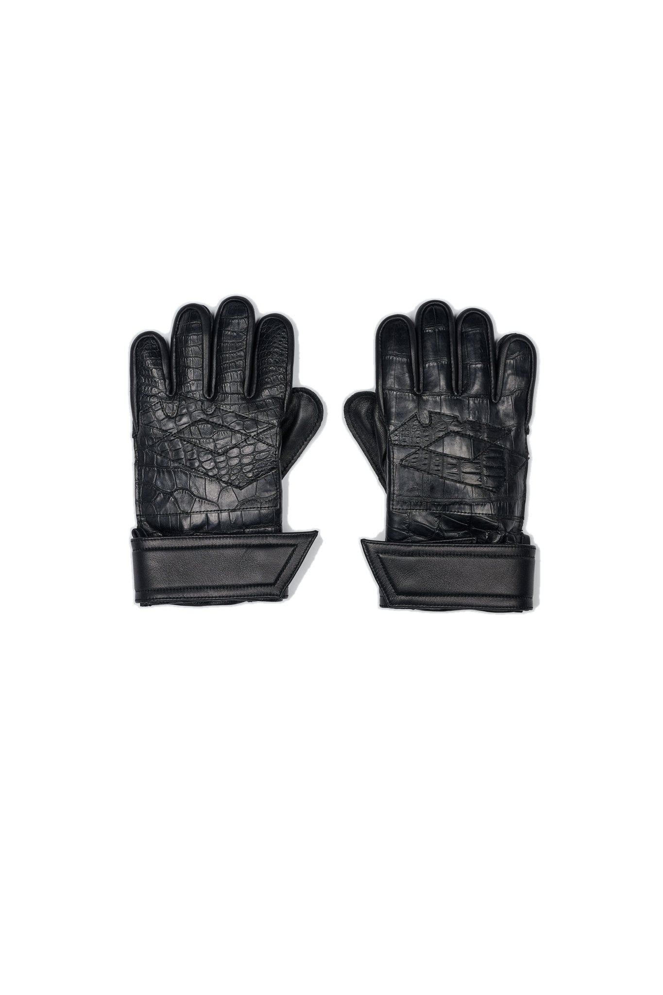 Iron Will Goalie Gloves - Black Croc (white background)