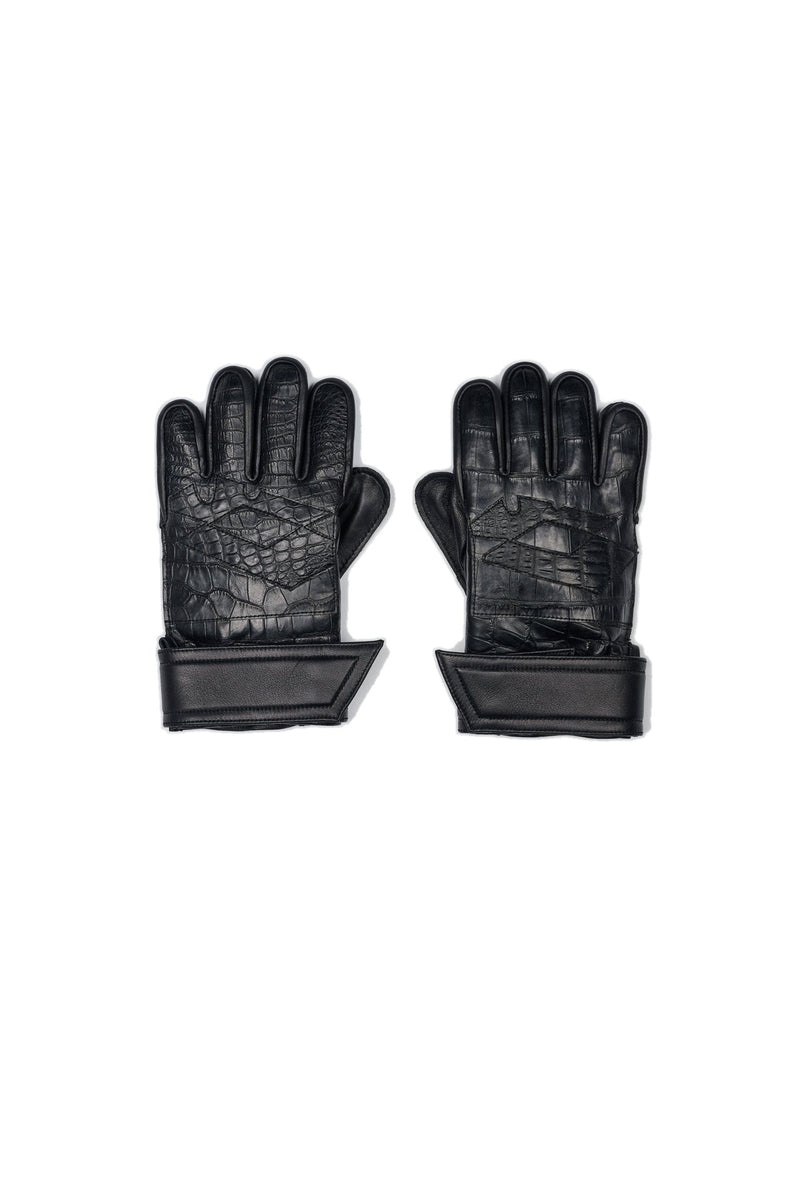 Iron Will Goalie Gloves - Black Croc (white background)