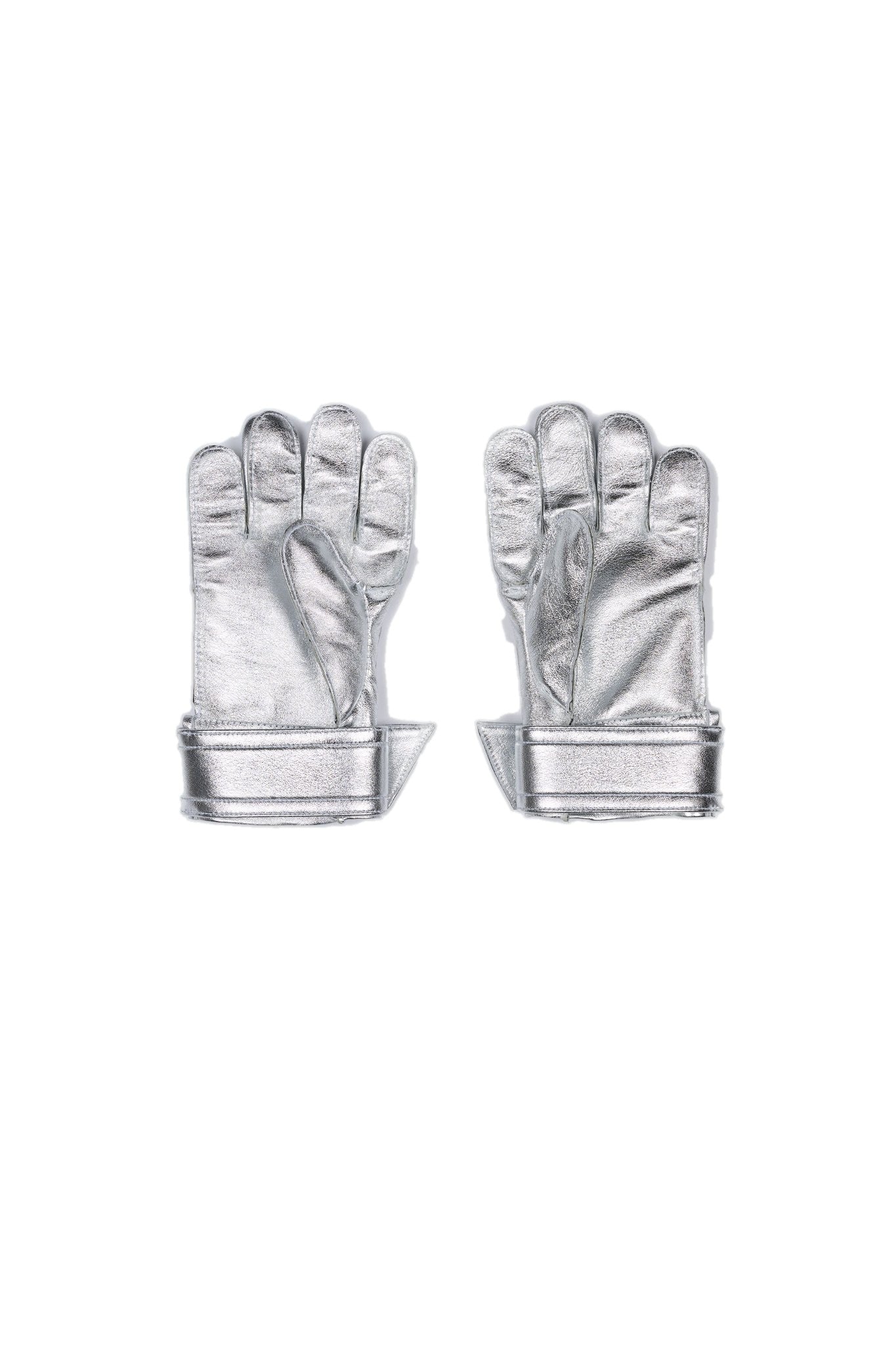 Iron Will Goalie Gloves - Metallic Silver (white background)