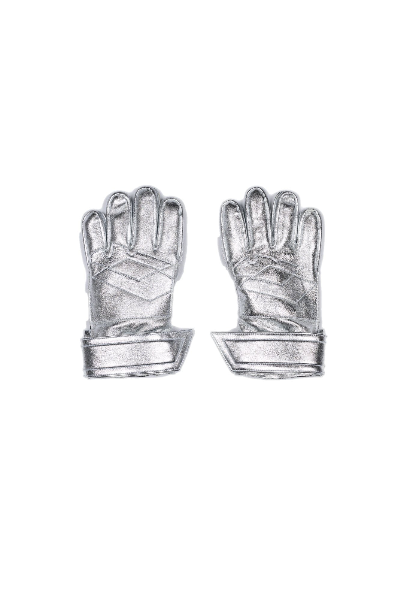 Iron Will Goalie Gloves - Metallic Silver (white background)